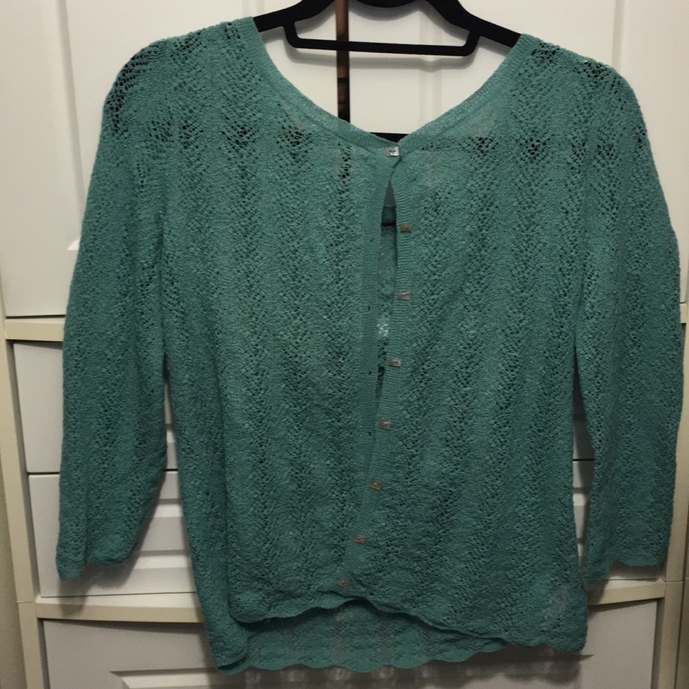Tape measure Green delicate cardigan size L